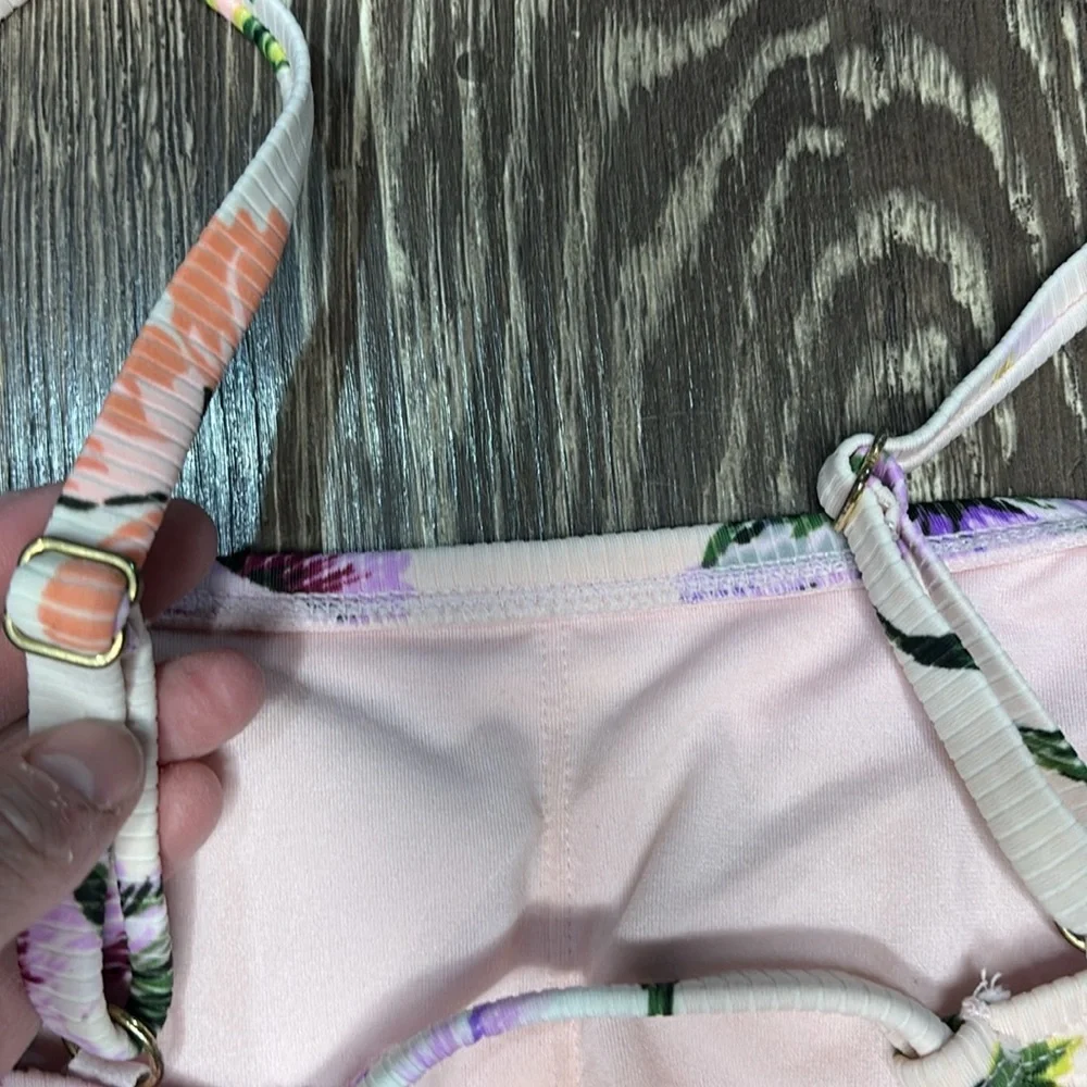 Xhilaration Floral Bikini Top - Pink and Green - Picture 3 of 5